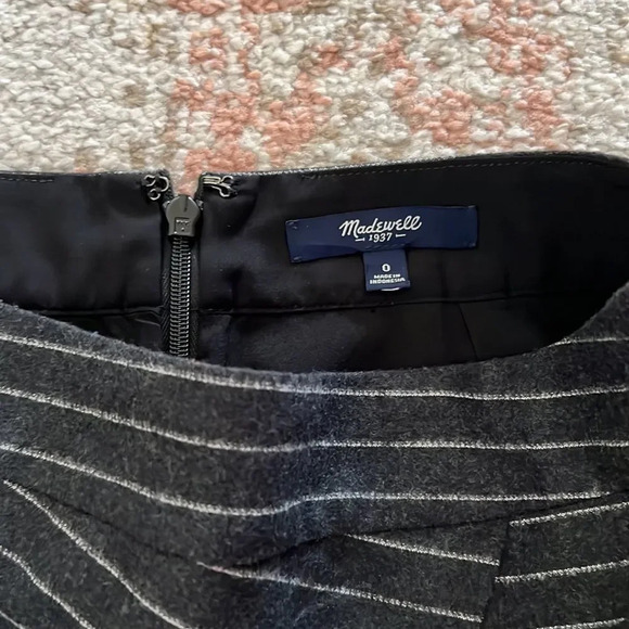 Madewell Pinstripe Asymmetrical Wrap Wool Cotton Blend Mini Skirt Size 0 Small - Picture 6 of 7